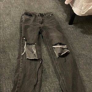 PacSun Charcoal Distressed Straight Leg Jeans